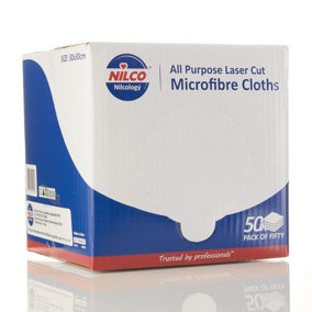 Nilco Laser Cut MicroFibre Cloths Towels Box 50 Pcs All Purpose Semi-Disposable