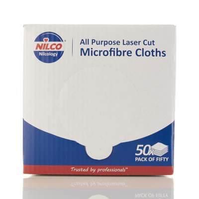 Nilco Laser Cut MicroFibre Cloths Towels Box 50 Pcs All Purpose Semi-Disposable