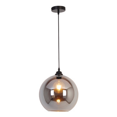Nile E27 IP44 Pendant Light - Smoky Black Glass with 1m Adjustable Black Flex (Lamp Not Included)