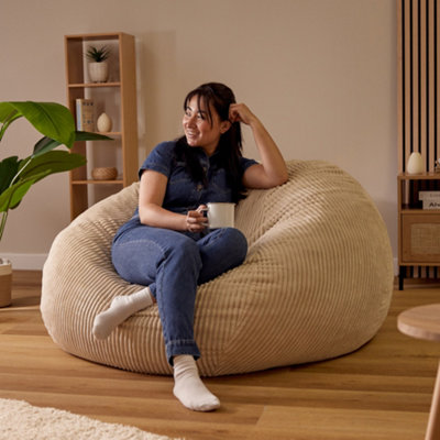 Nimbus Corduroy Foam Filled Giant Natural Bean Bag Chair