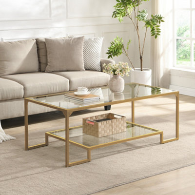 Nimbus Rectangular Glass Coffee Table with Shelf