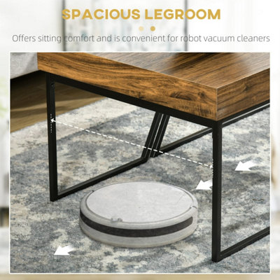 Nimolo Elel Set of 2 Industrial Nesting Coffee Tables - Rustic Brown and Black, Thick Tops, Hairpin Legs