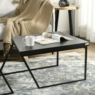 Nimolo Elel Set of 2 Industrial Nesting Coffee Tables - Rustic Brown and Black, Thick Tops, Hairpin Legs