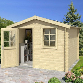 Nina 275-Log Cabin, Wooden Garden Room, Timber Summerhouse, Home Office - L307.2 x W295 x H233.7 cm