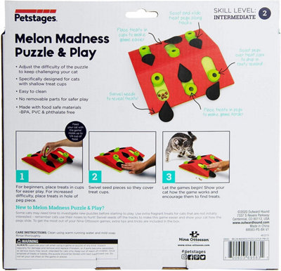 Nina Ottosson Cat Puzzle & Play Interactive Treat Hide Game Melon Madness