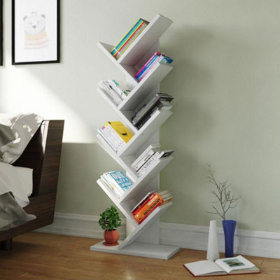 Nine-tier White Vertical Tree-shaped Office Storage Rack, 40cm W x 21 ...