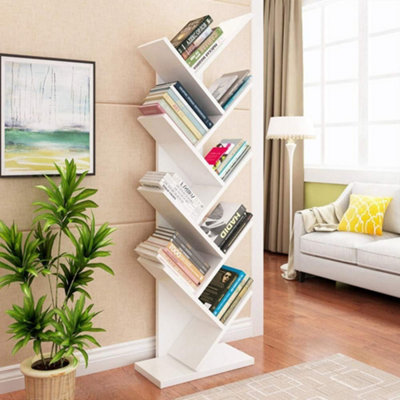Nine-tier White Vertical Tree-shaped Office Storage Rack, 40cm W x