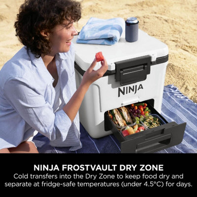 Ninja FrostVault Wheeled Cool Box 30QT/28L with Dry Zone, Cloud White ...