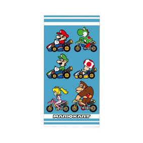 Nintendo Super Mario Kart Race 100% Cotton Towel 140x70cm Blue