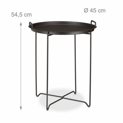 Niro Fordable Side Table With Tray,Removable Serving Tray,Dark Brown-