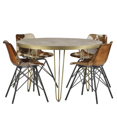 Nirvana Light Mango Solid Wood 4 Seats Round Dining Table