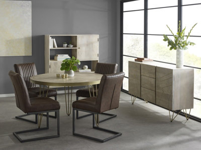 Nirvana Light Mango Solid Wood 4 Seats Round Dining Table