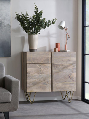 Nirvana Light Mango Wood 2 Drawers 2 Door Medium Sideboard DIY