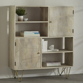 Nirvana Light Mango Wood Display Unit With Shelves And Cupboards