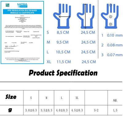 Nitrile Exam Gloves - Small - Blue 100 pack Powder/Latex Free - Medical Grade - 3