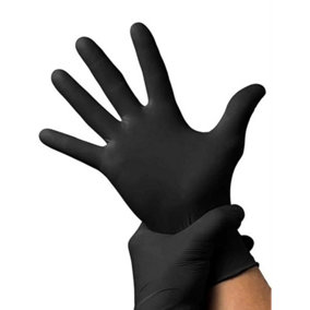 Nitrile Gloves Black Heavy Duty Powder-Free Disposable Box Of 100 - Extra Large