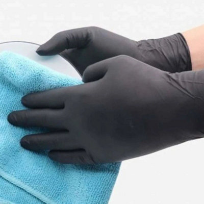 Nitrile Gloves Black Heavy Duty Powder-Free Disposable Box Of 100 - Medium