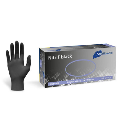 Nitrile Gloves Black Heavy Duty Powder-Free Disposable Box Of 100 - Small - 3