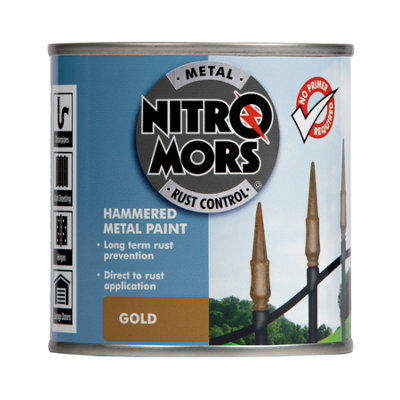 Nitromors Hammered Metal Finish UV Resistant Rust Protection Gold Paint ...