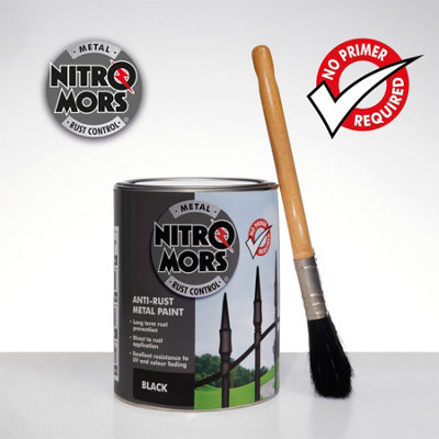 Nitromors Smooth Metal Finish UV Resistant Rust Protection Black Paint ...