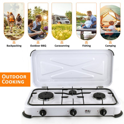 NJ-03 Portable Camping 3 Burner Gas Stove with Lid LPG Outdoor