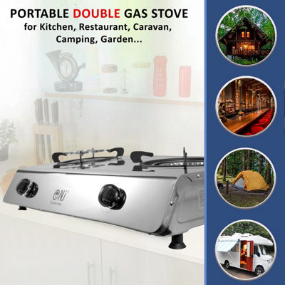 NJ-200SD Indoor Gas Stove - 2 Burner Portable Gas Hob LPG Cooker 8.8kW