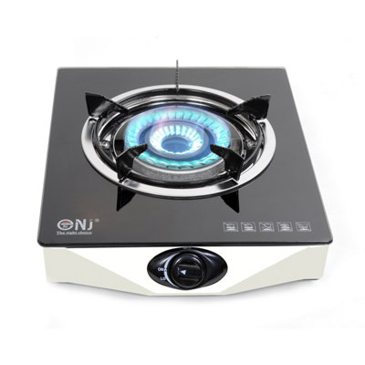 NJ NGB-S1 Portable Gas Stove 1 Burner Black Glass Indoor Gas Cooker LPG 4.2kW