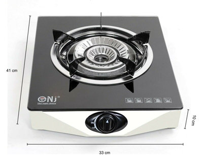 Portable Single Burner Gas Hob - 9KW Black Glass Cooktop For LPG/NG, Indoor & Outdoor Use