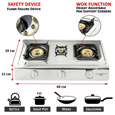Four Et Cuisinière De Camping Portatif NJ CO-01 - 2 Brûleurs + Four - Acier Inoxydable, étui De Transport - Pour Outdoor, Jardin, Voyages