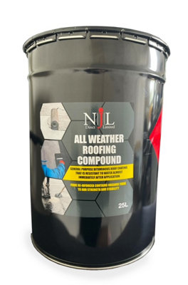 NJL All Weather Roofing Compound Bitumen Waterproof Flat Roof Paint Coating 25L