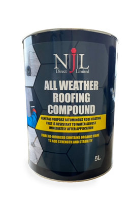 NJL All Weather Roofing Compound Bitumen Waterproof Flat Roof Paint Coating 5L
