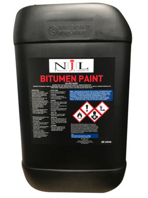 NJL Black Bitumen Paint Concrete, Steel Iron, Weatherproof Waterproof Coating 25L