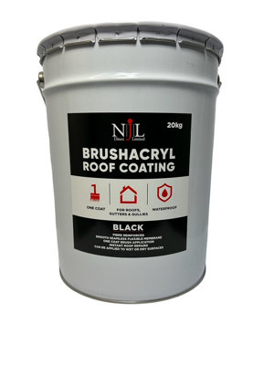 NJL Brushacryl One Coat Leaksealer Waterproof Roof Coating Fibre Reinforced Black 20KG