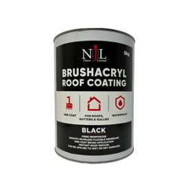 NJL Brushacryl One Coat Leaksealer Waterproof Roof Coating Fibre Reinforced Black 5KG