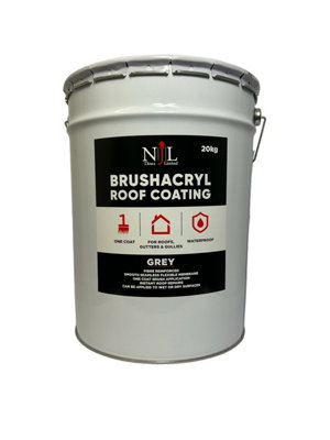 NJL Brushacryl One Coat Leaksealer Waterproof Roof Coating Fibre Reinforced Grey 20KG