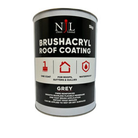 NJL Brushacryl One Coat Leaksealer Waterproof Roof Coating Fibre Reinforced Grey 5KG