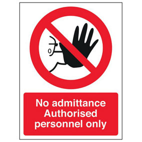No Admittance Authorised Personnel Sign Adhesive Vinyl 150x200mm (x3)