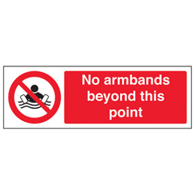 No Armbands Beyond Point Water Sign - Adhesive Vinyl - 300x100mm (x3)