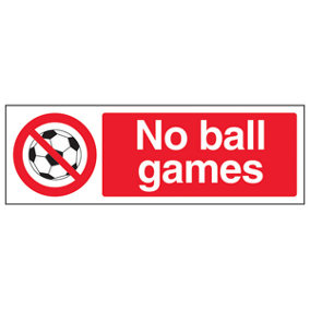 No Ball Games Public Prohibited Sign - Rigid Plastic - 450x150mm (x3)