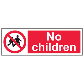 No Children Prohibition Access Sign - Rigid Plastic - 600x200mm (x3)