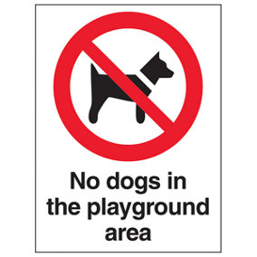 No Dogs In The Playground Area Sign - Adhesive Vinyl - 150x200mm (x3)
