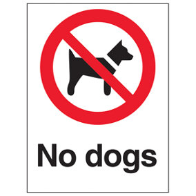 No Dogs Prohibition Deterrent Sign - Adhesive Vinyl - 200x300mm (x3)