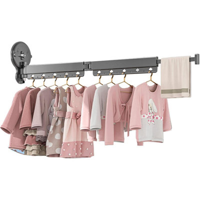 No-Drill Wall-Mounted Folding Clothes Drying Rack Vacuum Suction 360 ...