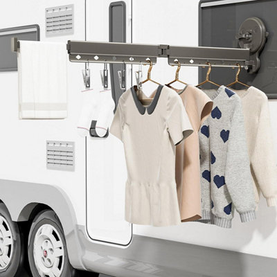 No-Drill Wall-Mounted Folding Clothes Drying Rack Vacuum Suction 360 ...