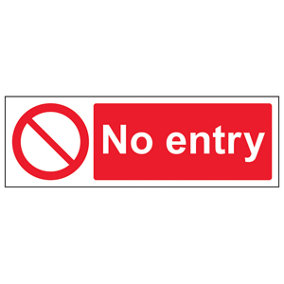 No Entry Access Prohibition Sign - Rigid Plastic - 300x100mm (x3)