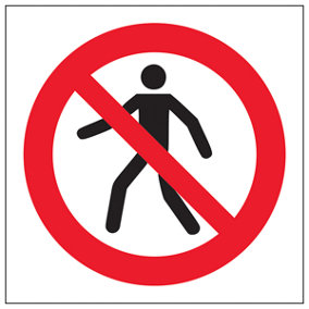 No Entry Logo Prohibited Access Sign - Adhesive Vinyl - 100x100mm (x3)