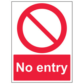 No Entry Prohibition Access Sign - Adhesive Vinyl - 150x200mm (x3)