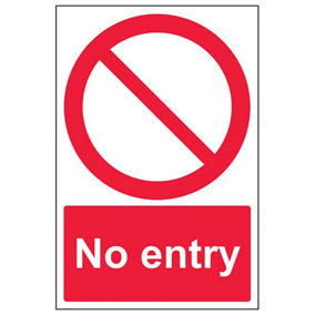 No Entry Prohibition Access Sign - Rigid Plastic - 200x300mm (x3)
