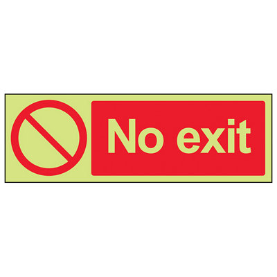 No Exit Access Prohibition Sign - Glow in the Dark - 300x100mm (x3)