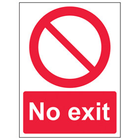 No Exit Prohibit Access Safety Sign - Rigid Plastic - 200x300mm (x3)